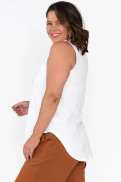 Cotton Tops<Betty Basics Keira White Cotton Tank