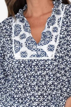 Cotton Tops<Namastai Kellan Navy Flower Cotton Top