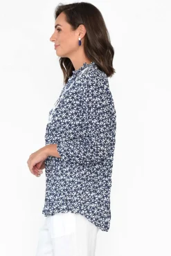 Cotton Tops<Namastai Kellan Navy Flower Cotton Top