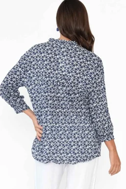 Cotton Tops<Namastai Kellan Navy Flower Cotton Top