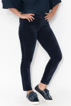 Jeans<Foil Kellie Navy Cotton Straight Leg Pant