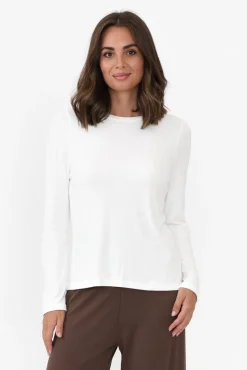 Sleeved Tops<Lou Lou Kelly Cream Bamboo Ribbed Top