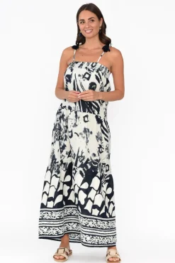 Cotton Dresses<Hammock u0026 Vine Kenya Navy Abstract Cotton Maxi Dress