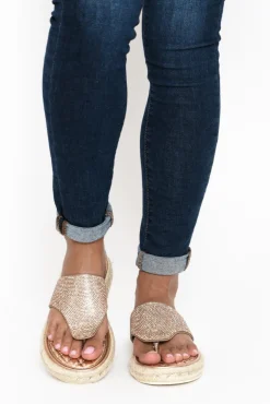 Slides<Lav-ish Kenzie Rose Gold Diamante Slide