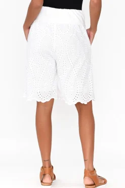 Shorts<La Strada Keziah White Embroidered Cotton Short