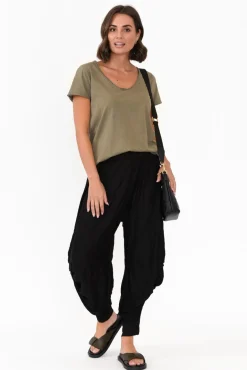 Cotton Tops<Elm Khaki Cotton Fundamental Vee Tee