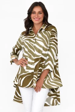 Cotton Tops<Tirelli Kinley Green Swirl Cotton Tunic