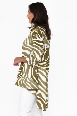 Cotton Tops<Tirelli Kinley Green Swirl Cotton Tunic