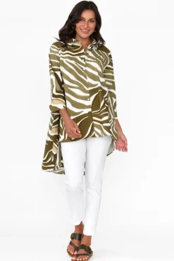 Cotton Tops<Tirelli Kinley Green Swirl Cotton Tunic