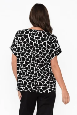 Sleeved Tops<Bamboo Whispers Kirby Black Geo Bamboo Tee