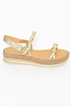 Heeled Sandals<Hinako Kirra Gold Leather Platform Sandal