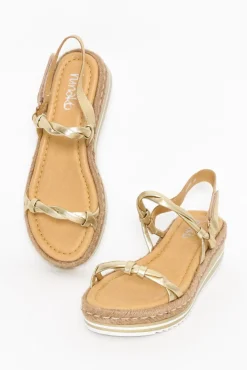 Heeled Sandals<Hinako Kirra Gold Leather Platform Sandal