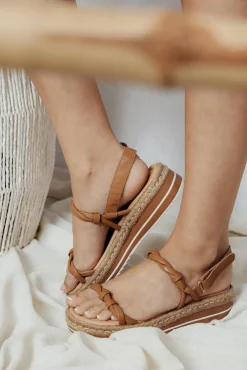 Heeled Sandals<Hinako Kirra Tan Leather Platform Sandal