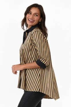 Cotton Tops<Slate The Label Knightley Black Stripe Cotton Shirt