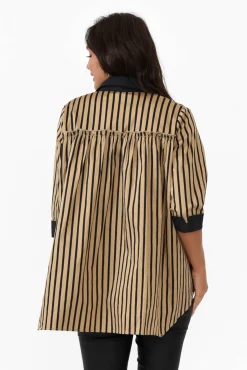 Cotton Tops<Slate The Label Knightley Black Stripe Cotton Shirt