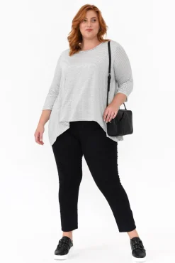 Sleeved Tops<Tirelli Kylen Black Stripe Swing Top