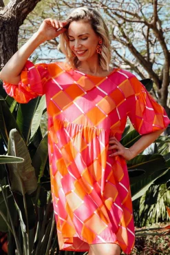 Above Knee Dresses<Label Of Love Kylo Pink Geometric Dress