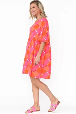 Above Knee Dresses<Label Of Love Kylo Pink Geometric Dress