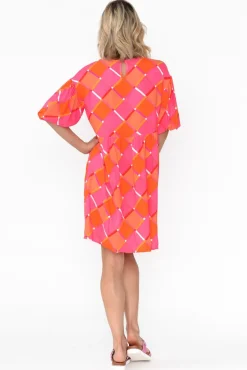 Above Knee Dresses<Label Of Love Kylo Pink Geometric Dress