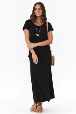 Skirts<Bamboo Body Lana Black Bamboo Cotton Maxi Skirt