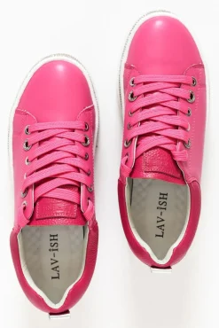Leather Sneakers<Lav-ish Lange Hot Pink Leather Diamante Sneaker