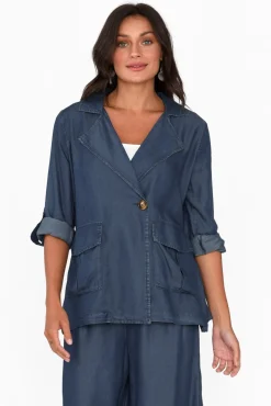 Jackets<Betty Basics Lara Blue Denim Jacket