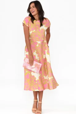 Linen Dresses<Foil Lara Pink Lotus Linen Dress
