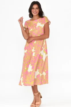 Linen Dresses<Foil Lara Pink Lotus Linen Dress