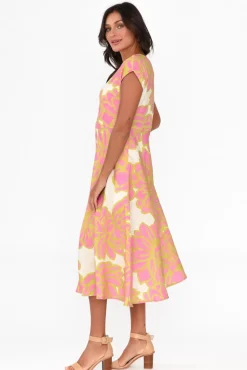 Linen Dresses<Foil Lara Pink Lotus Linen Dress