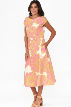 Linen Dresses<Foil Lara Pink Lotus Linen Dress