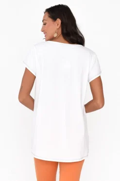 Sleeved Tops<Cafe Latte Latisha Metallic Palm Cotton Top