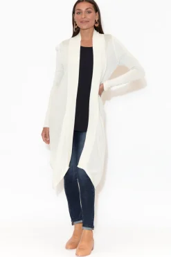 Knitwear<Lou Lou Lauper White Cashmere Bamboo Cardigan