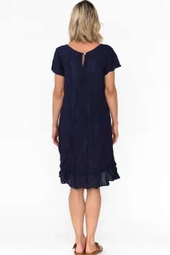 Cotton Dresses<Namastai Lauren Navy Crinkle Cotton Dress