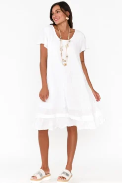 Cotton Dresses<Namastai Lauren White Crinkle Cotton Dress