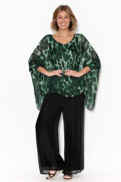 Pants<La Strada Laurier Black Silk Wide Leg Pant