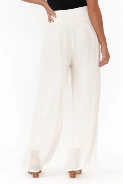 Pants<La Strada Laurier Ivory Silk Wide Leg Pant