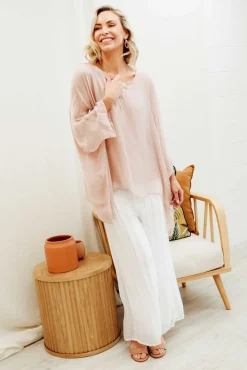 Pants<La Strada Laurier White Silk Wide Leg Pant