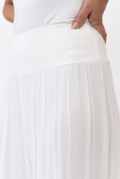 Pants<La Strada Laurier White Silk Wide Leg Pant