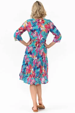 Cotton Dresses<One Summer Layla Blue Bloom Crinkle Cotton Dress