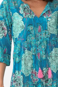 Cotton Dresses<One Summer Layla Cobalt Paisley Crinkle Cotton Dress