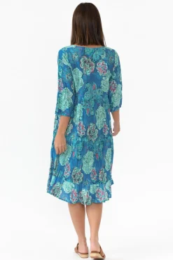 Cotton Dresses<One Summer Layla Cobalt Paisley Crinkle Cotton Dress