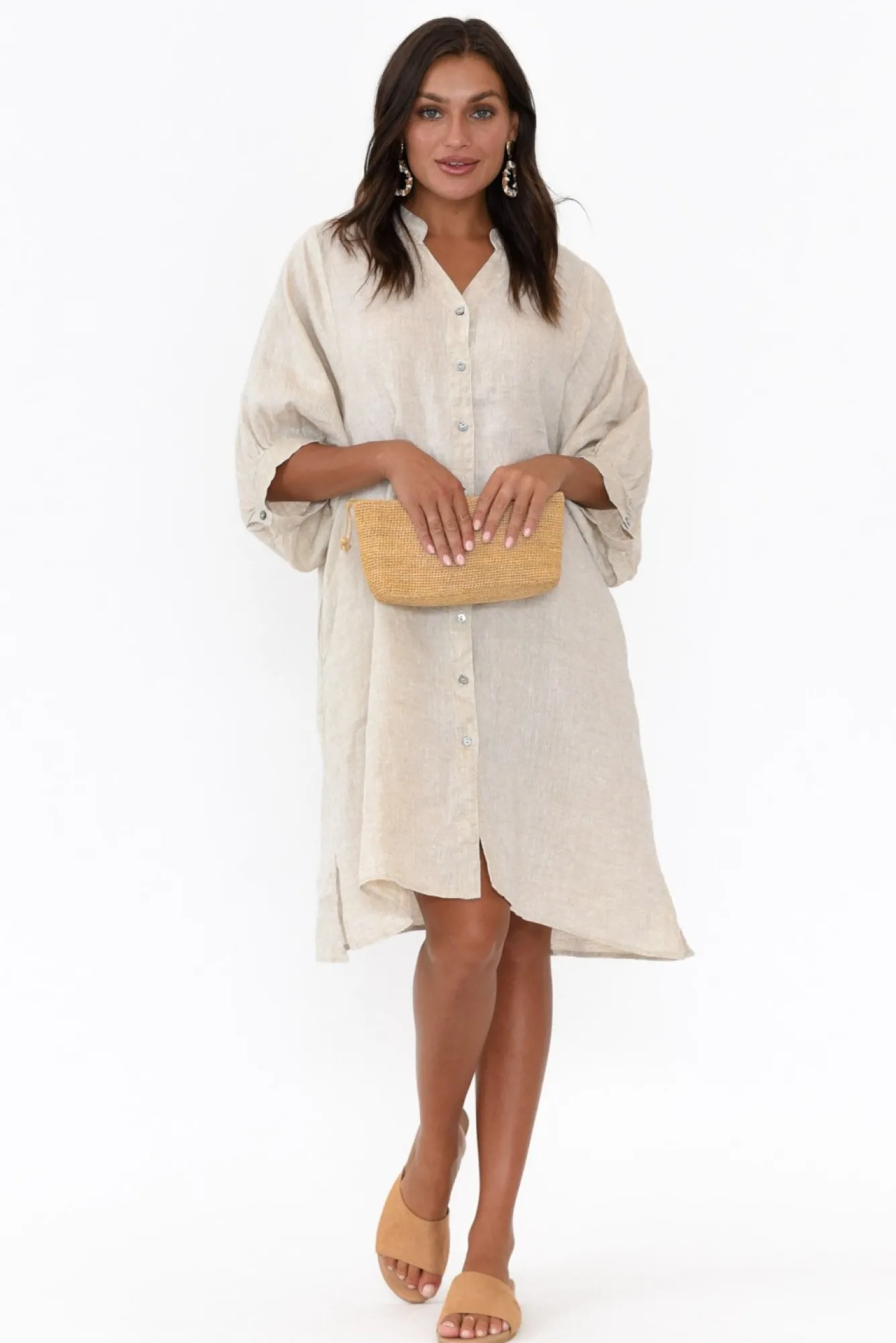 Tunic Tops<Worthier Leigh Natural Linen Tunic Dress