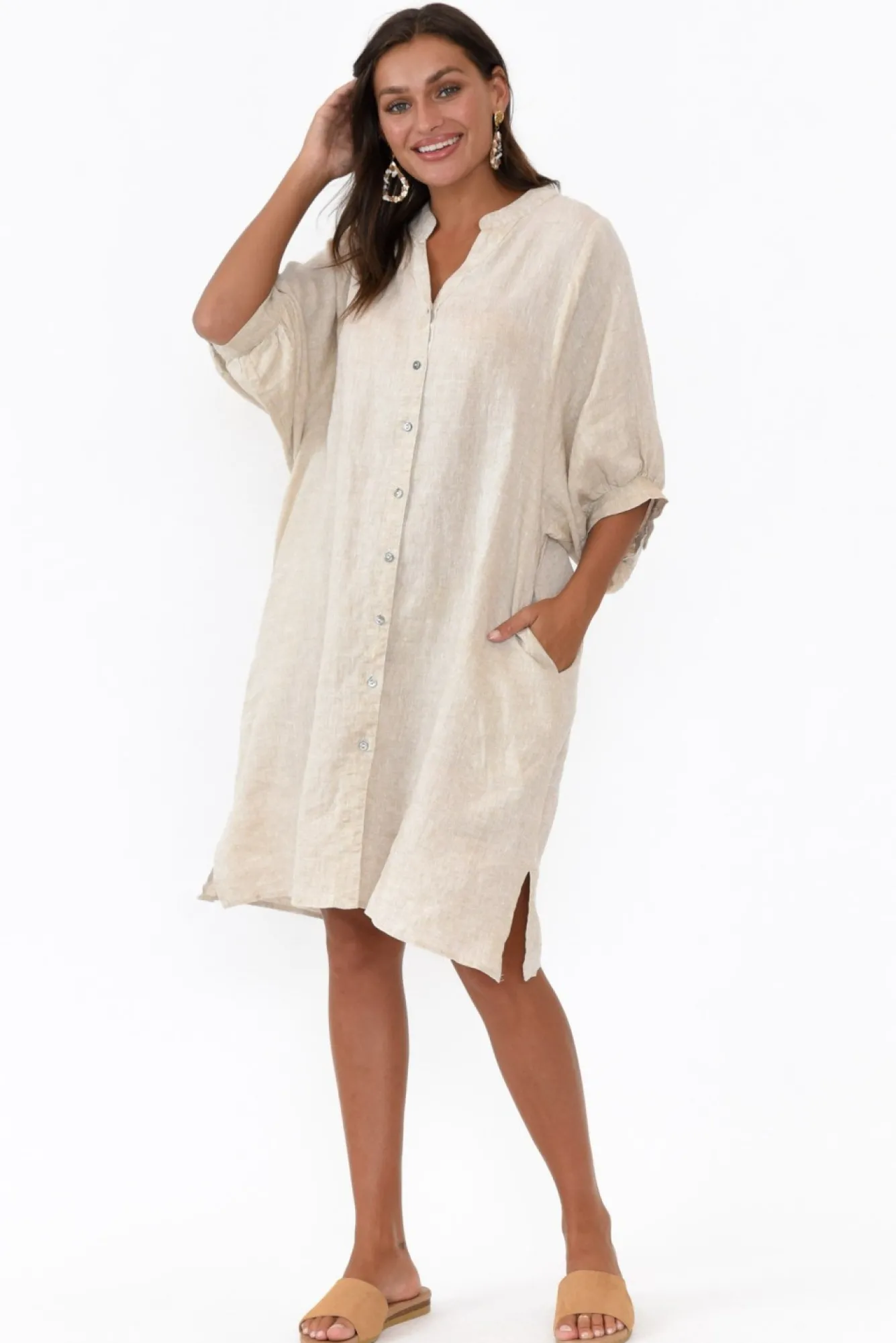 Tunic Tops<Worthier Leigh Natural Linen Tunic Dress