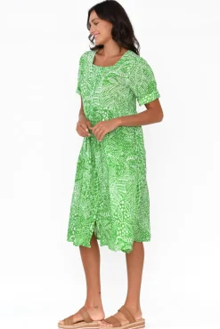 Cotton Dresses<Orientique Leros Green Jungle Organic Cotton Dress