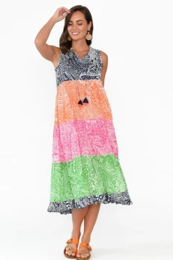 Cotton Dresses<Orientique Leros Multi Stripe Organic Cotton Midi Dress