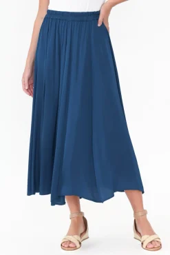 Skirts<Donna Donna Letitia Teal Gloss Midi Skirt