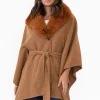 Ponchos<Zura Levi Chocolate Wool Blend Cape