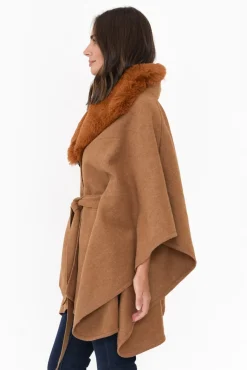Ponchos<Zura Levi Chocolate Wool Blend Cape