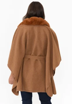 Ponchos<Zura Levi Chocolate Wool Blend Cape