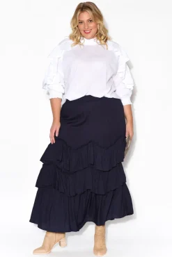 Skirts<Red Lotus Lexi Navy Ruffle Tier Skirt